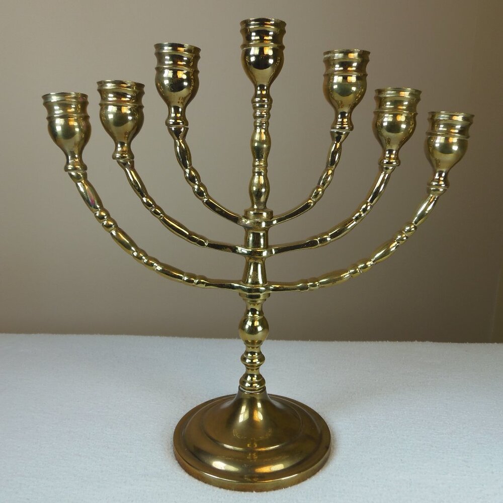 Vintage Brass Menorah 7 Branch 10.5"H Ready for the Festivities